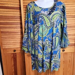MSK Blue and Green Paisley Dress
